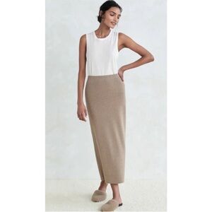 JENNI KAYNE | $295 Ludlow Ribbed Knit Cashmere Blend Skirt in Taupe, Size Small